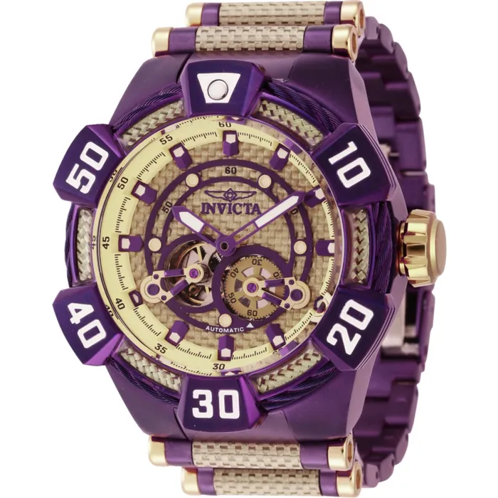 Invicta Bracelets Invicta Mens Watch Bolt Automatic Purple and Gold Glass Fiber Bracelet 40190 Invicta Bracelets Invicta Mens Watch Bolt Automatic Purple and Gold Glass Fiber Bracelet 40190