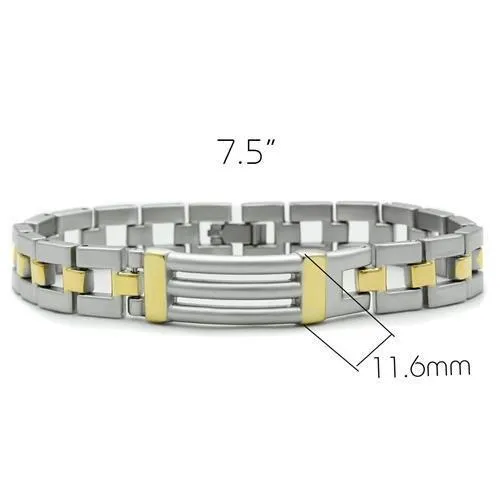 LO2030 Matte Rhodium Gold White Metal Bracelet with No Stone Alamode Bracelets