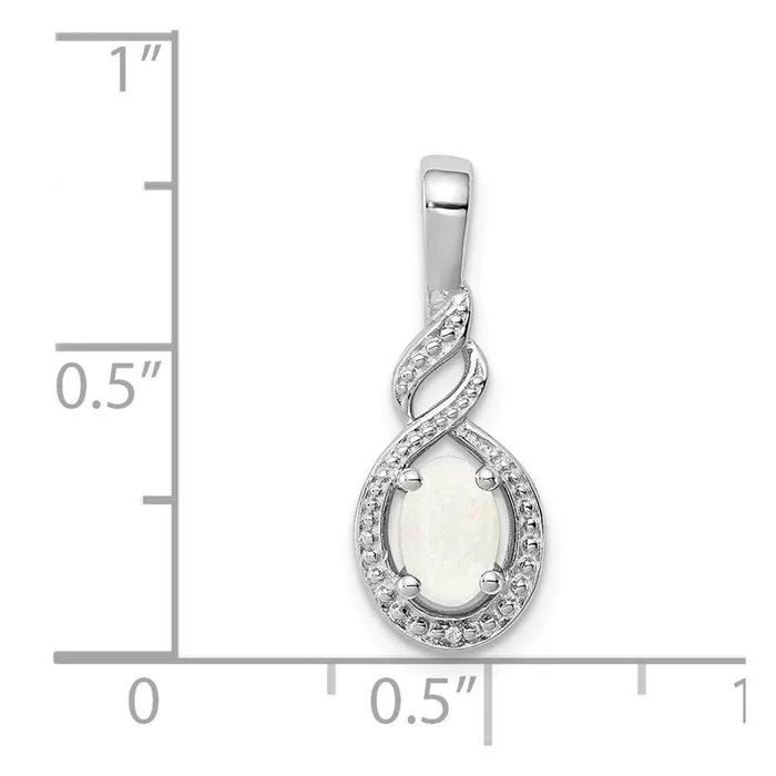 Necklaces Jewelry Sterling Silver Rhodiumplated Created Opal Diam Pendant
