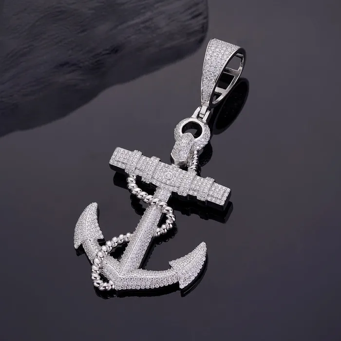 Necklaces VVS Jewelry 925 Sterling Silver Moissanite Anchor Pendant