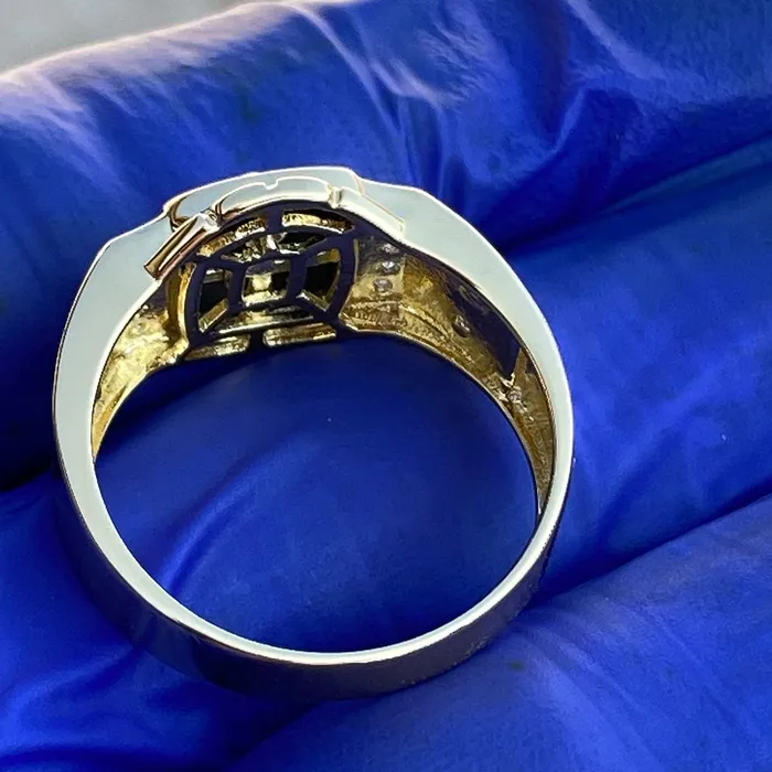 Rings 14K Gold Plated over 925 Silver Black La Santa Muerte Grim Reaper Ring Bling Cartel Admin