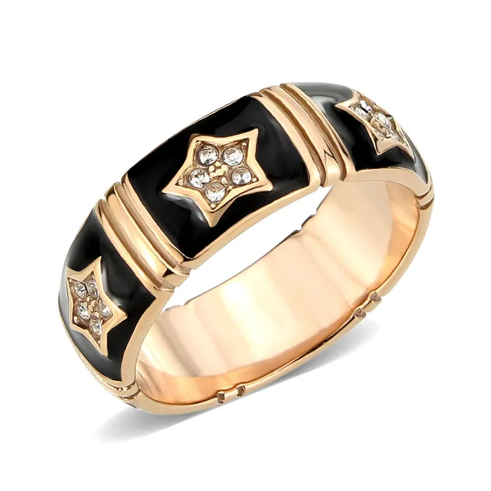 Rings Alamode TK3826 IP Rose GoldIon Plating Stainless Steel Ring with Top Grade Crystal in Clear