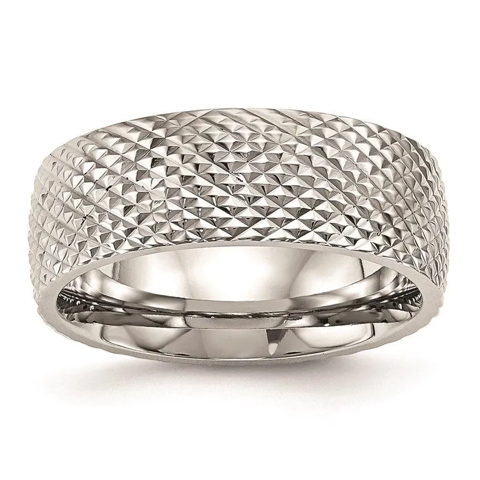Rings Chisel Stainless Steel Polished Textured Ring