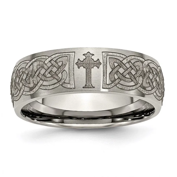 Rings Chisel Titanium 8mm Laser Design Brushed Band TB26K