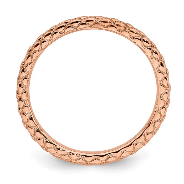Rings Sterling Silver Stackable Expressions Pinkplated Crisscross Ring QSK188 Stackable Expressions