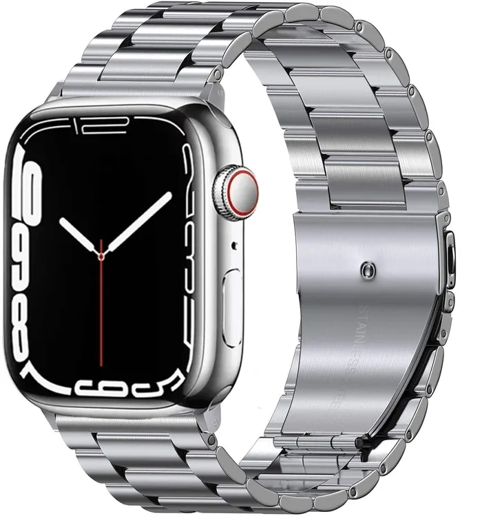 Rings VVS Jewelry BlackSilver Metal Apple Watch Band with Folding Buckle