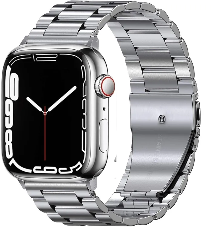 Rings VVS Jewelry BlackSilver Metal Apple Watch Band with Folding Buckle