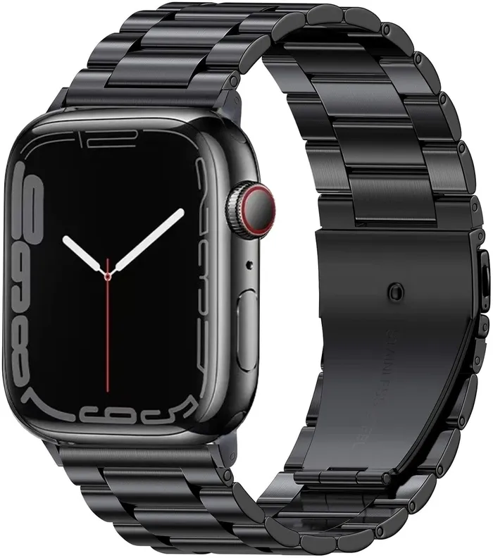 Rings VVS Jewelry BlackSilver Metal Apple Watch Band with Folding Buckle