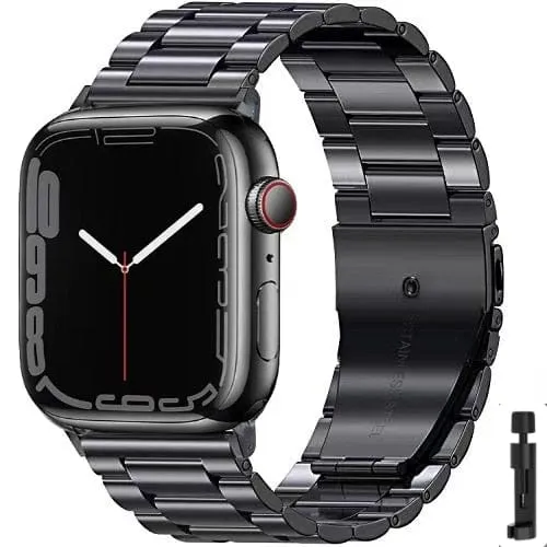 Rings VVS Jewelry BlackSilver Metal Apple Watch Band with Folding Buckle