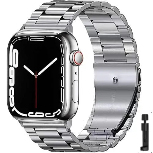 Rings VVS Jewelry BlackSilver Metal Apple Watch Band with Folding Buckle