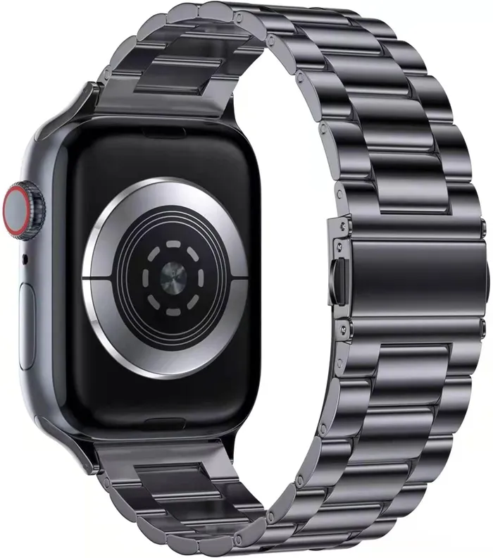 Rings VVS Jewelry BlackSilver Metal Apple Watch Band with Folding Buckle