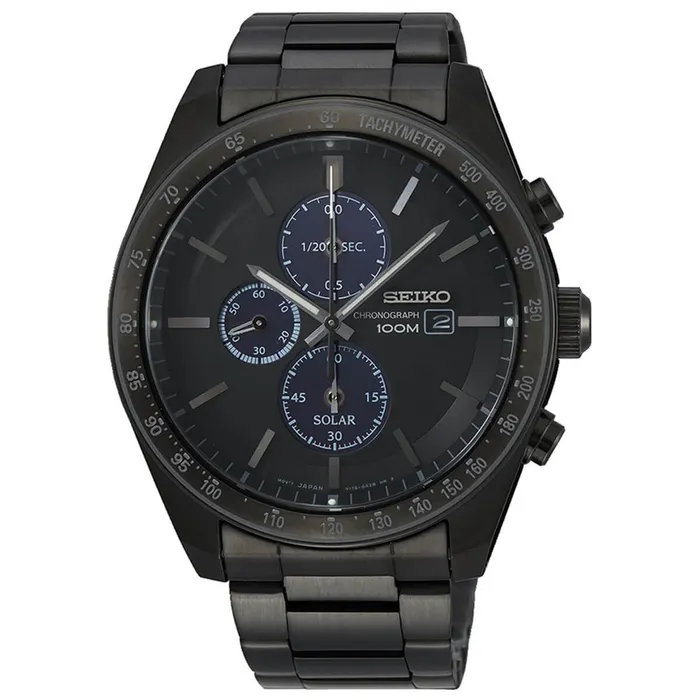 Seiko Mens Chronograph Watch Solar Black Blue Dial Black Bracelet SSC721P1 Seiko Bracelets Seiko Mens Chronograph Watch Solar Black Blue Dial Black Bracelet SSC721P1 Seiko Bracelets