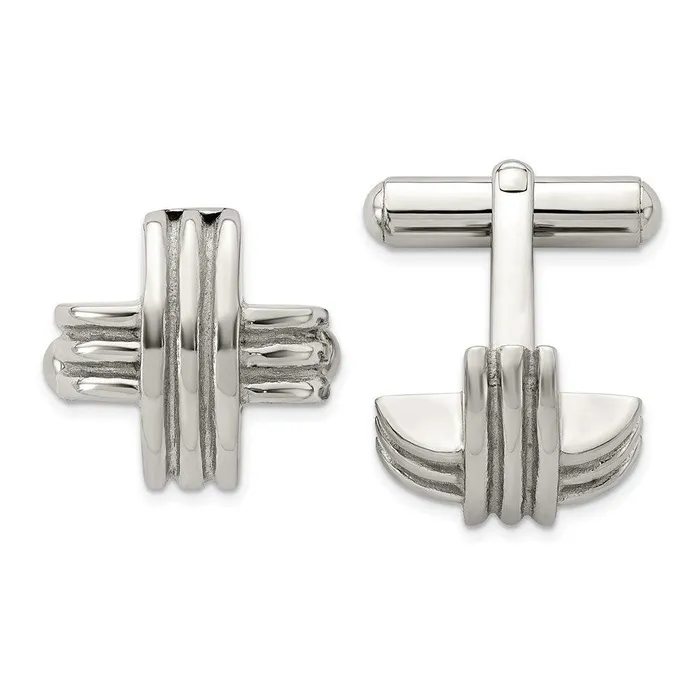 Stainless Steel Fancy X Cufflinks Chisel Bracelets
