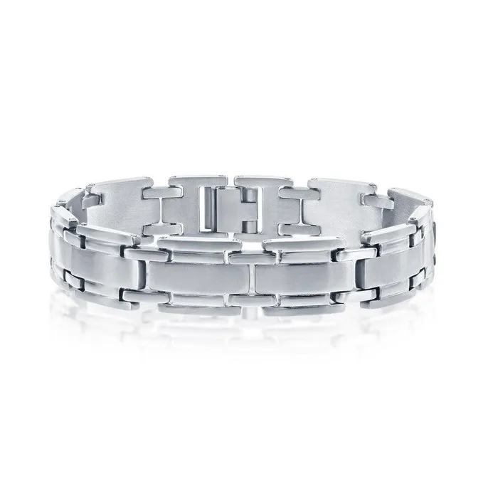 Stainless Steel Matte and Polished Linked Bracelet 85 Classic Bracelets