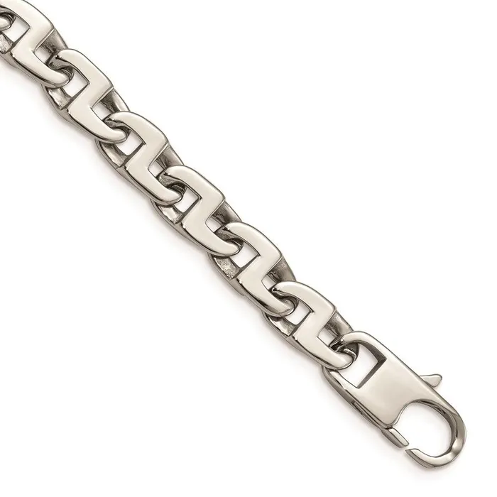 Stainless Steel Polished Fancy Squares Link Bracelet Chisel Bracelets