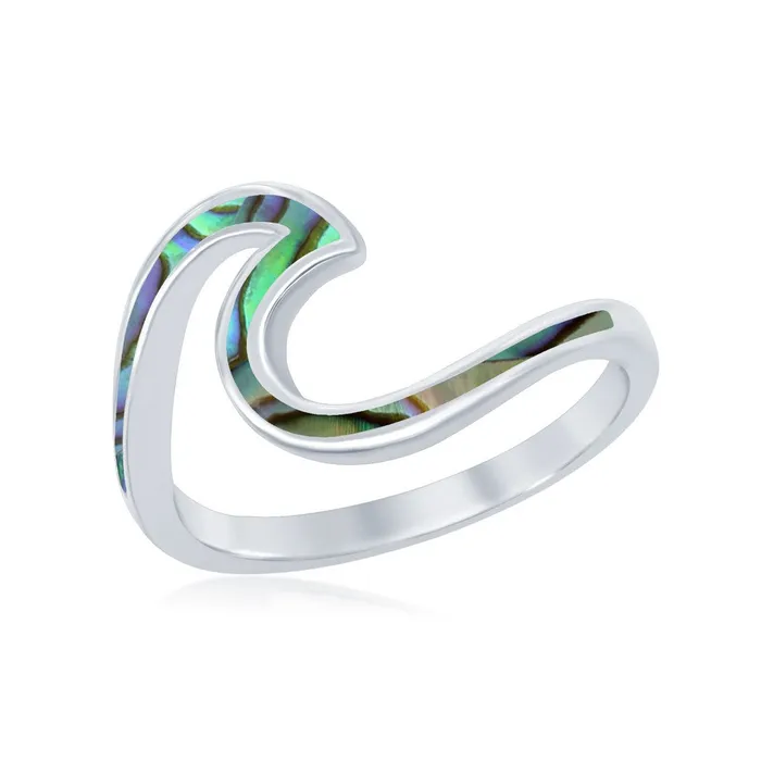 Sterling Silver Abalone Wave Design Ring W1888 Classic Rings