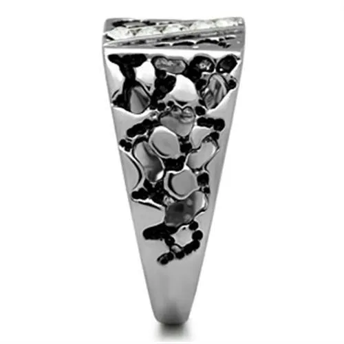 TK367 High polished no plating Stainless Steel Ring with Top Grade Crystal in Clear Alamode Rings