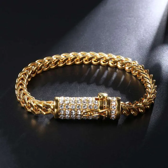 VVS Jewelry Bracelets GoldSilver Chain Bracelet With Blinged Out Clasp