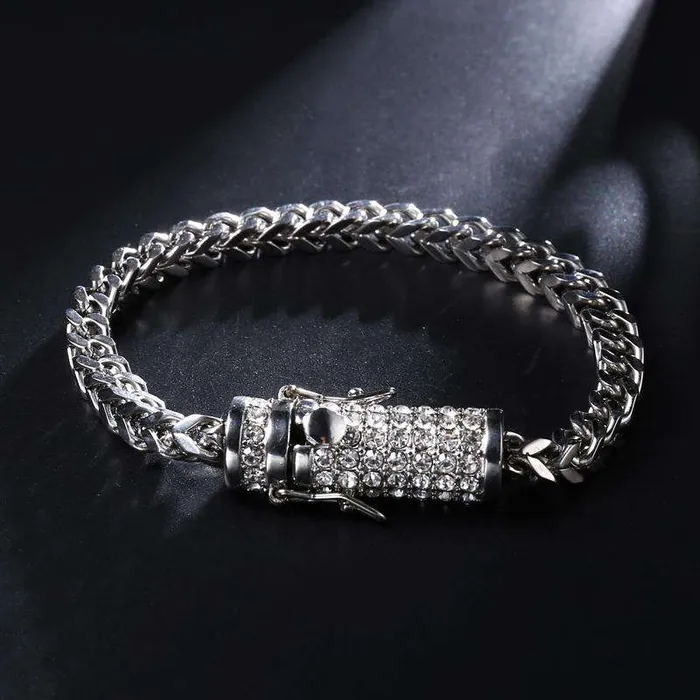 VVS Jewelry Bracelets GoldSilver Chain Bracelet With Blinged Out Clasp