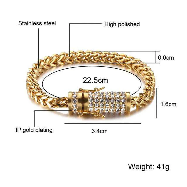 VVS Jewelry Bracelets GoldSilver Chain Bracelet With Blinged Out Clasp