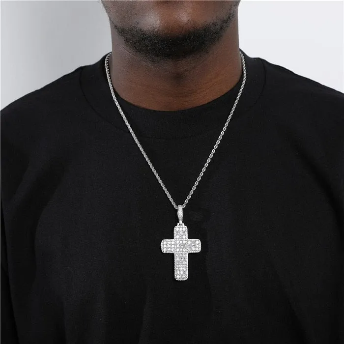 VVS Jewelry Fully Iced Ascher Cut Cross Pendant VVS Jewelry Necklaces