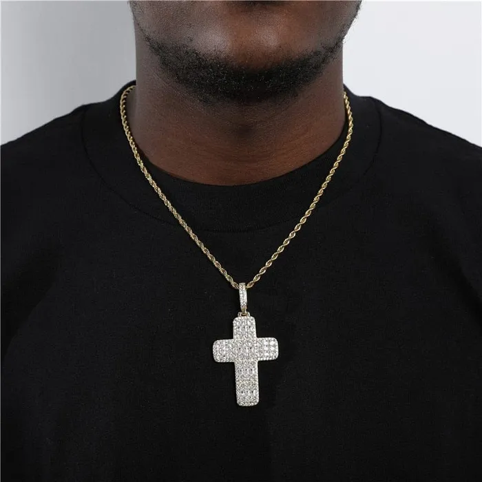 VVS Jewelry Fully Iced Ascher Cut Cross Pendant VVS Jewelry Necklaces