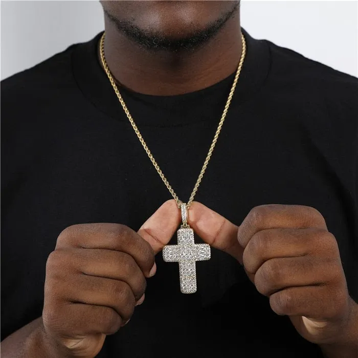 VVS Jewelry Fully Iced Ascher Cut Cross Pendant VVS Jewelry Necklaces