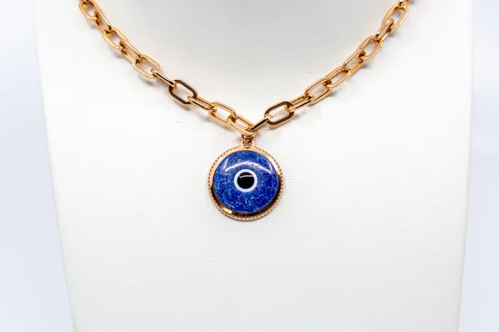 Armani Necklaces Armani Ladies Necklace Base Metal With Lapis Lazuli Pendant Rosegold Plated