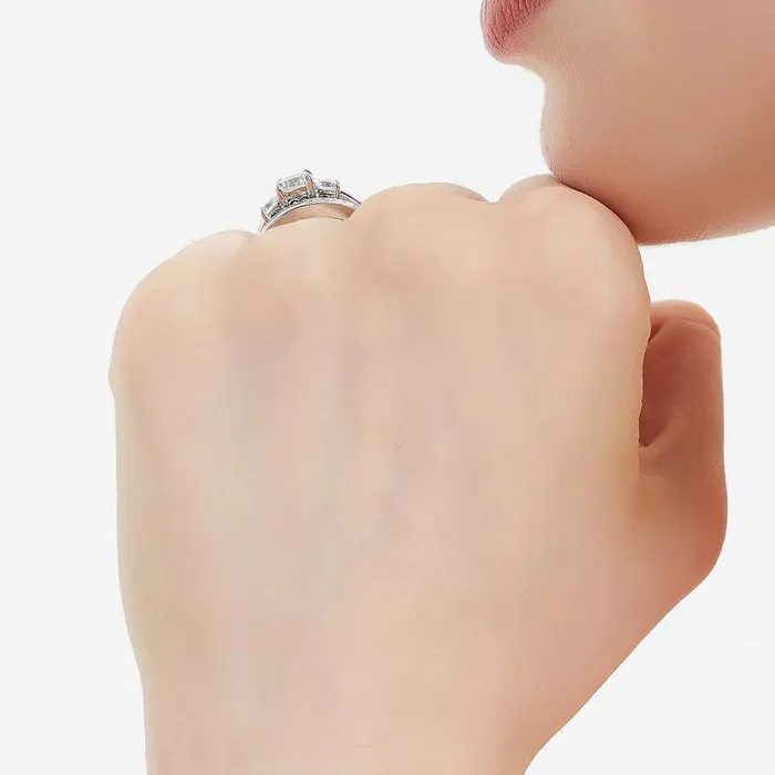 BERRICLE 3Stone 1ct CZ Ring Set in Sterling Silver Rings