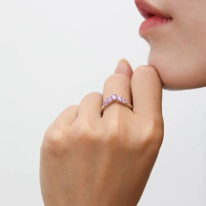 BERRICLE 5Stone Wishbone CZ Stackable Band in Sterling Silver Rings