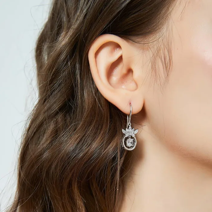 BERRICLE Earrings Crown Solitaire 12ct CZ Fish Hook Earrings in Sterling Silver