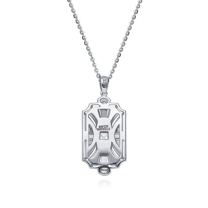 BERRICLE Necklaces Art Deco Milgrain CZ Necklace in Sterling Silver