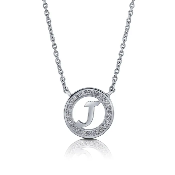 BERRICLE Necklaces Initial Letter CZ Necklace in Sterling Silver