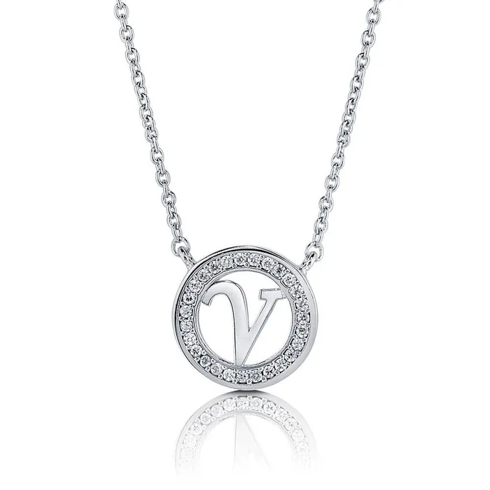 BERRICLE Necklaces Initial Letter CZ Necklace in Sterling Silver