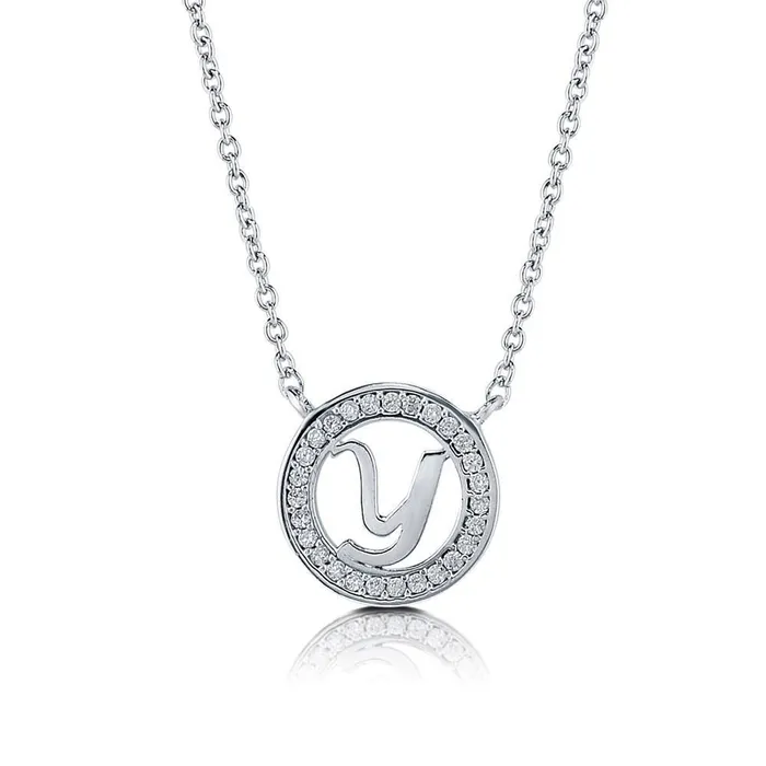 BERRICLE Necklaces Initial Letter CZ Necklace in Sterling Silver