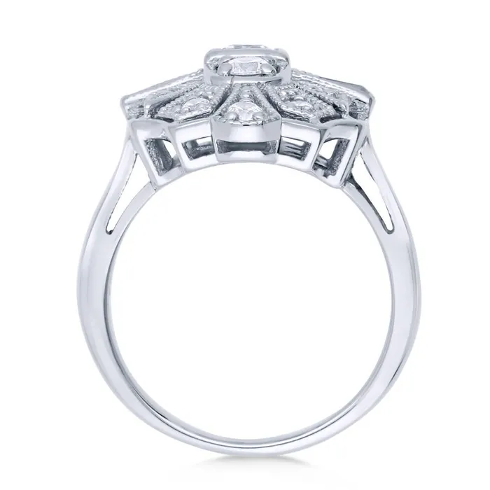 BERRICLE Rings Art Deco Milgrain CZ Ring in Sterling Silver