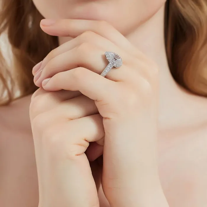 BERRICLE Rings Dome Halo CZ Ring Set in Sterling Silver