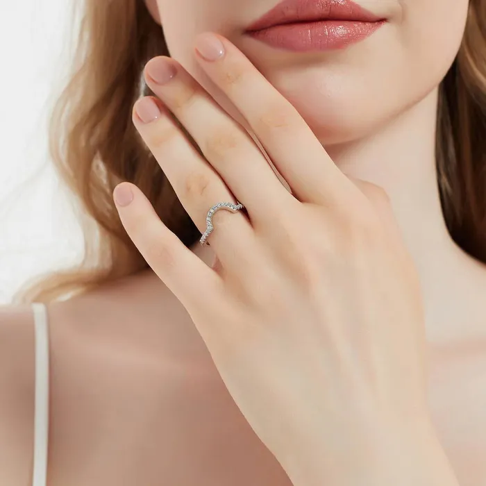 BERRICLE Rings Dome Halo CZ Ring Set in Sterling Silver