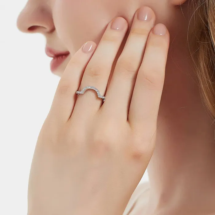 BERRICLE Rings Dome Halo CZ Ring Set in Sterling Silver