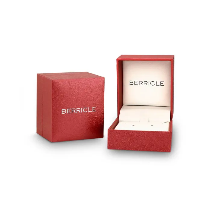 BERRICLE Solitaire Bezel CZ Stud Earrings in Gold Flashed Sterling Silver Earrings