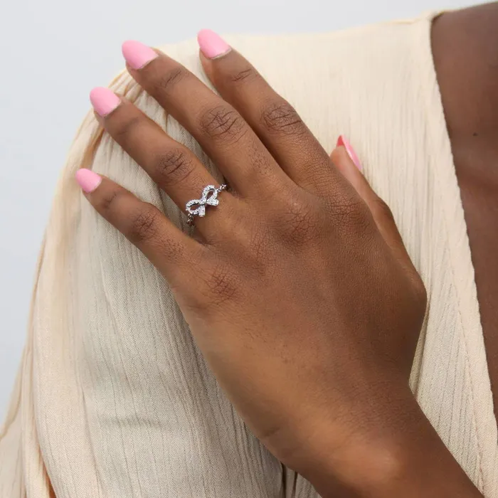 Bow Tie CZ Chain Ring in Sterling Silver BERRICLE Rings