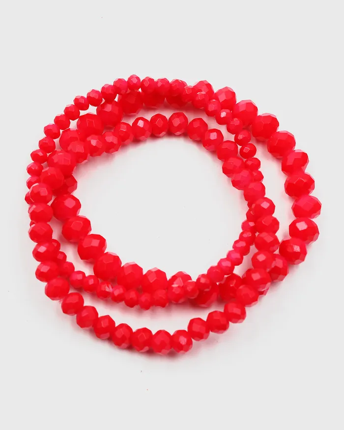 Bracelets 04192023 Triple Layered Faceted Stretch Bracelet