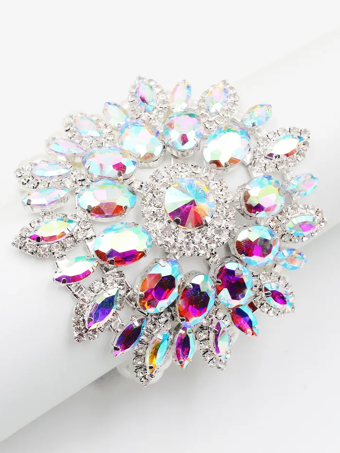 Bracelets 081022 Sparkling Flower Statement Evening Bracelet