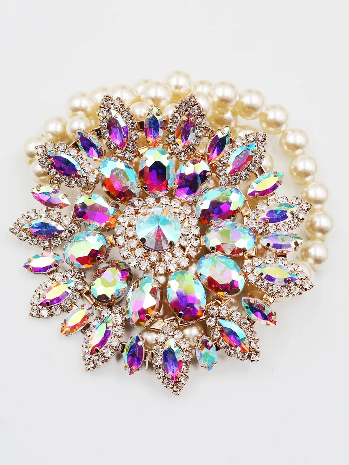 Bracelets 081022 Sparkling Flower Statement Evening Bracelet Bracelets 081022 Sparkling Flower Statement Evening Bracelet