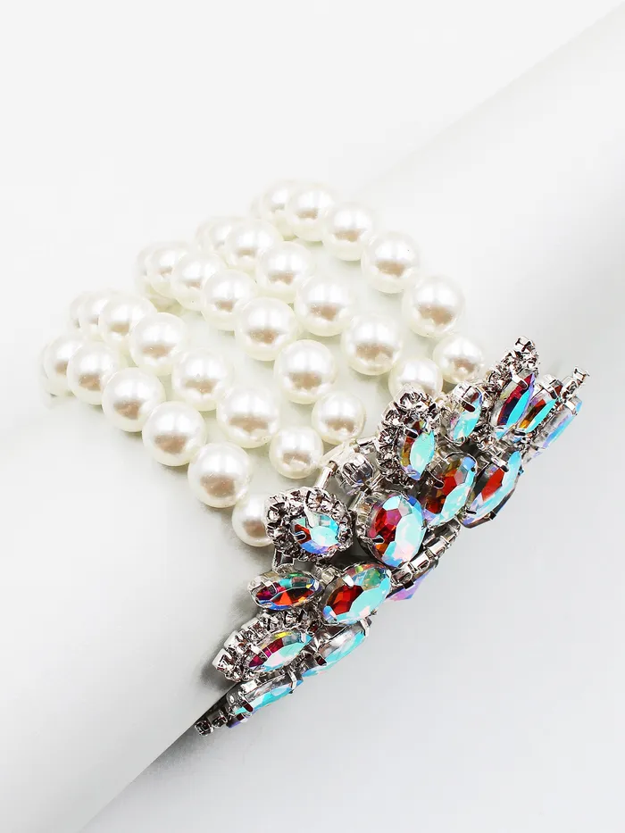 Bracelets 081022 Sparkling Flower Statement Evening Bracelet Bracelets 081022 Sparkling Flower Statement Evening Bracelet