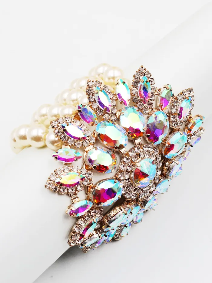 Bracelets 081022 Sparkling Flower Statement Evening Bracelet Bracelets 081022 Sparkling Flower Statement Evening Bracelet