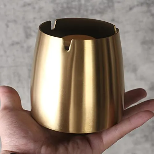 Bracelets CALANDIS Windproof Ashtray with Lid Stainless Steel Rainproof for Smoking Smokers Gold Dropshipped via Social Commerce Network