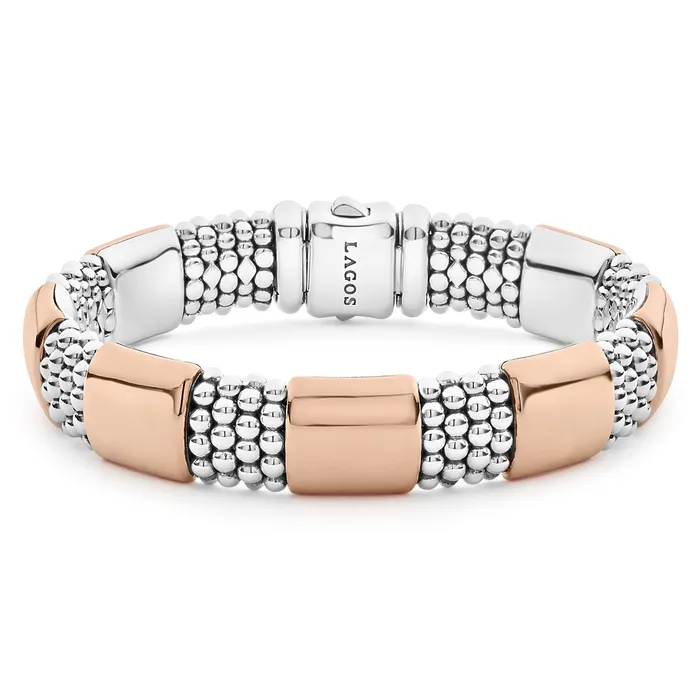 Bracelets LAGOS High Bar Rose Gold Station Caviar Bracelet 12mm