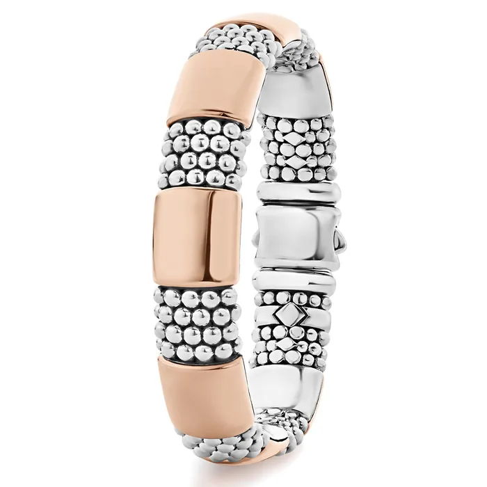 Bracelets LAGOS High Bar Rose Gold Station Caviar Bracelet 12mm Bracelets LAGOS High Bar Rose Gold Station Caviar Bracelet 12mm