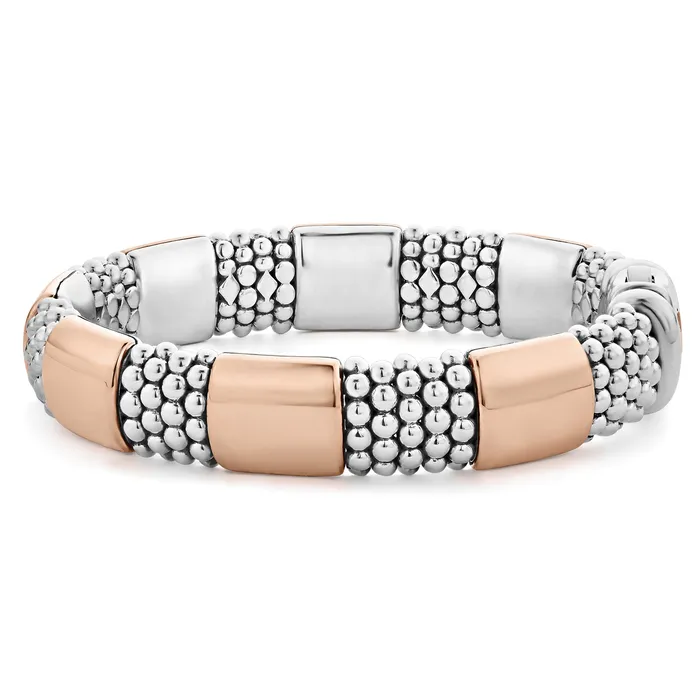 Bracelets LAGOS High Bar Rose Gold Station Caviar Bracelet 12mm Bracelets LAGOS High Bar Rose Gold Station Caviar Bracelet 12mm